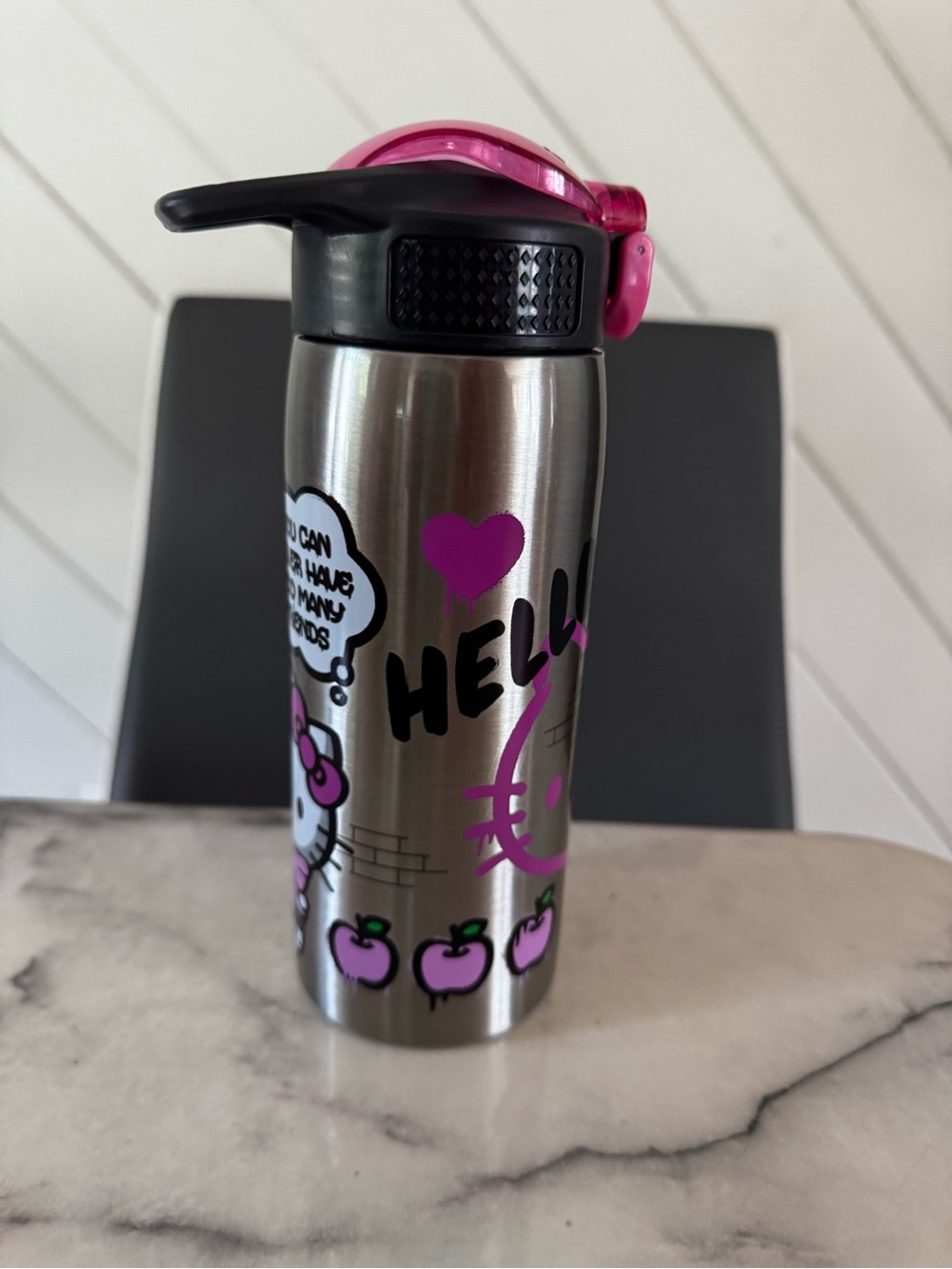 Hello kitty. Kids Pink Stainless Steel Water Bottle with Flip Straw. Brand new